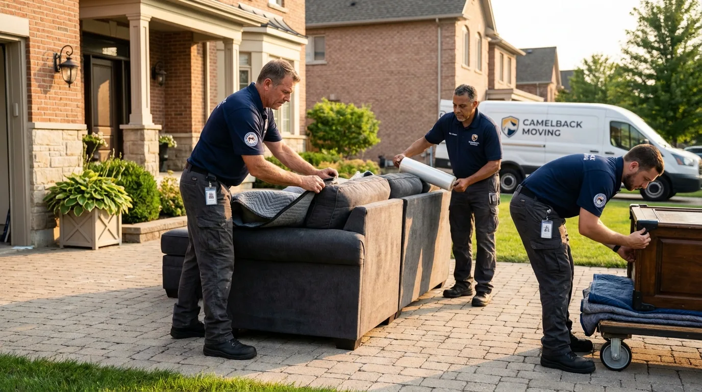 Large estate moving crew wrapping furniture in Livingston, CA